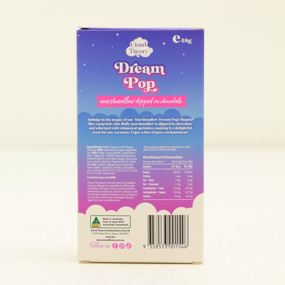 Vanilla marshmallow popsicle dipped in creamy chocolate and topped with rainbow unicorn sprinkles, styled on a pastel background β Marshmallow Dream Pop by Cloud Theory