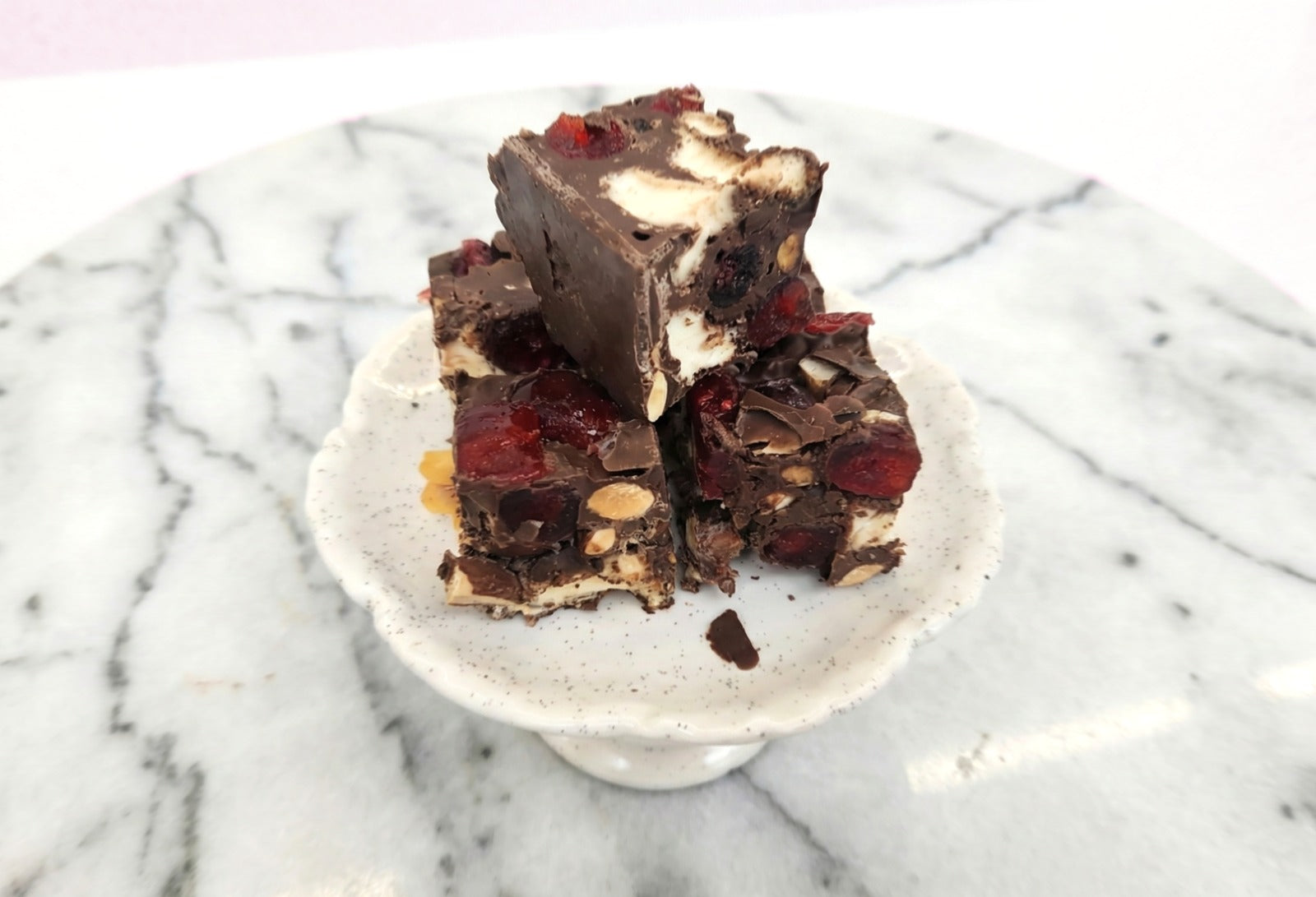 Toasted Coconut Rocky Road with Glacé Cherries
