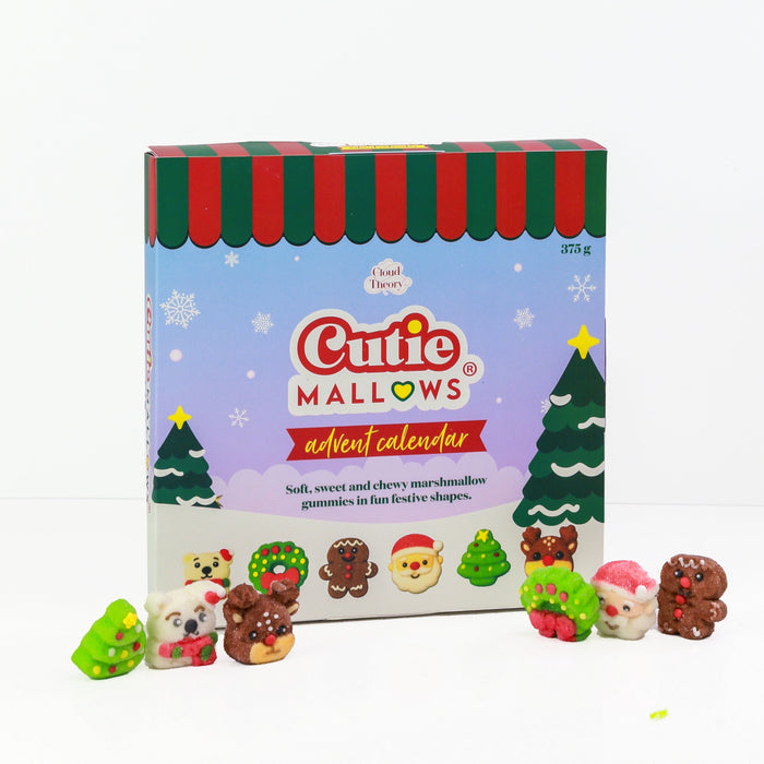 Cutie Mallows 375 g Advent Calendar box with six festive marshmallow gummy designs