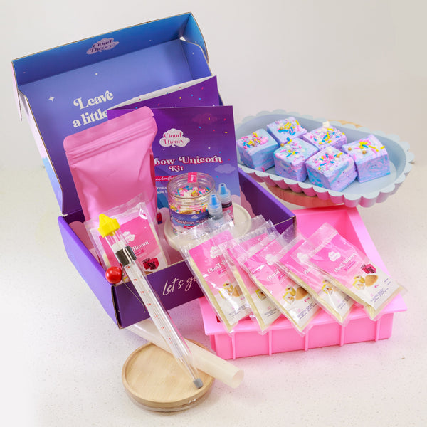Rainbow Unicorn Kit Bundle with Pink silicon tray mould, thermometer, gelatin.